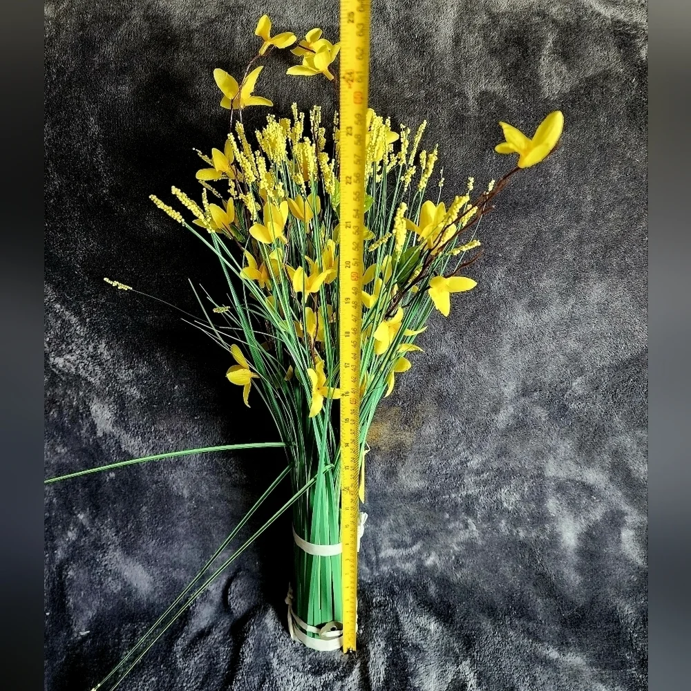 NWT lot of 2 Yellow Forsythia & Grass Bundle 24' spring summer home decor accent